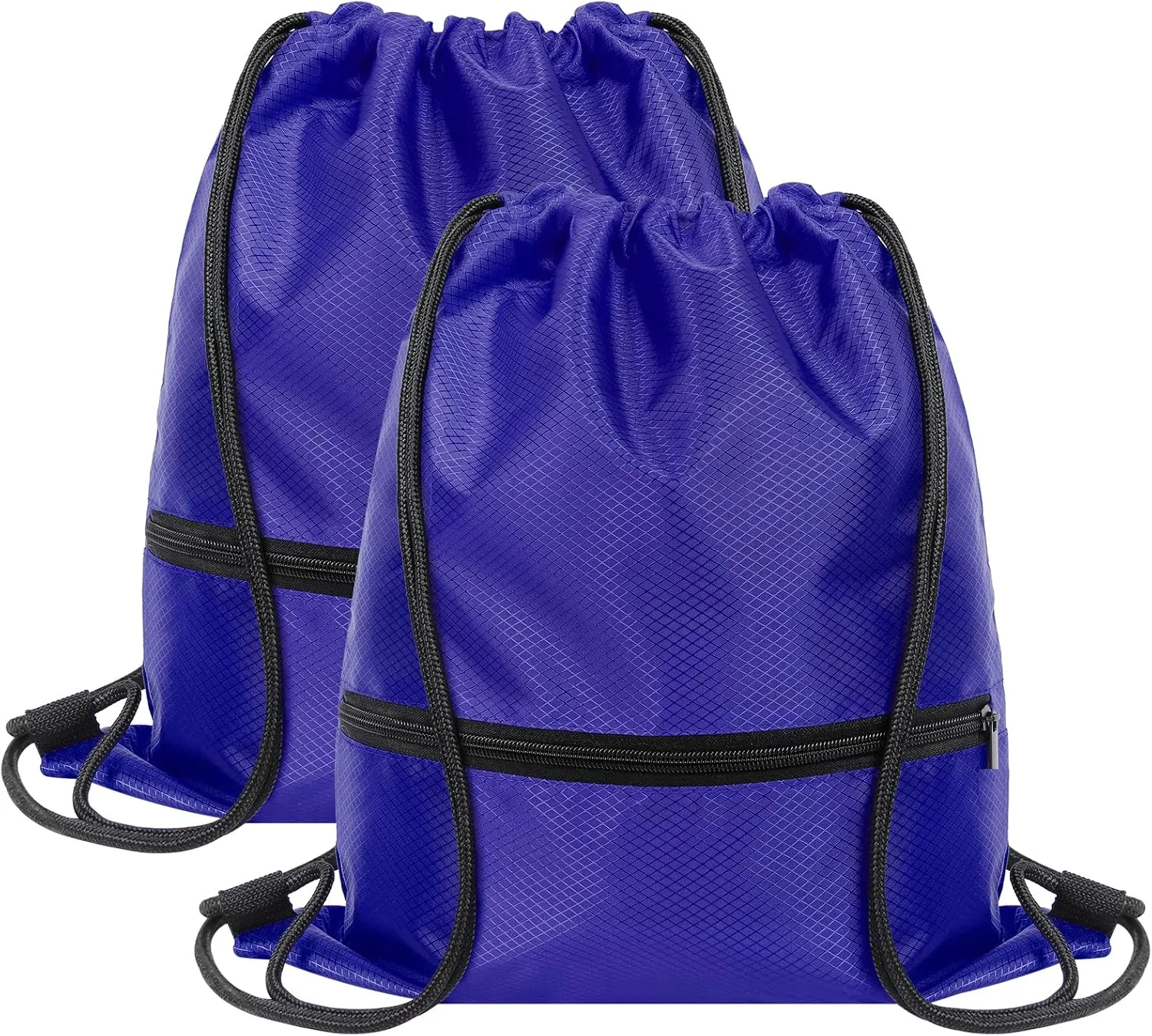 GoodtoU Gym Drawstring Bag, Waterproof Backpack with Zipper Pocket - Cinch Swimming Bag for Men & Women (Blue, 2 pcs)