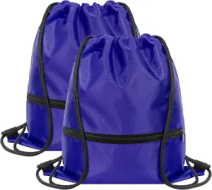 GoodtoU Gym Drawstring Bag, Waterproof Backpack with Zipper Pocket - Cinch Swimming Bag for Men & Women (Blue, 2 pcs)