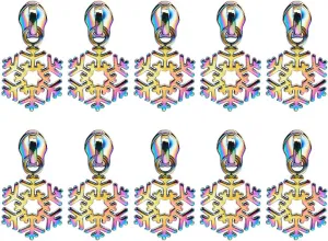GORGECRAFT 1 Box 14Pcs Snowflake Christmas Rainbow Metal Zipper Pulls Replacement Alloy Zipper Pull Tabs Kit for Purse Handbag Making Craft Sewing DIY Tailor