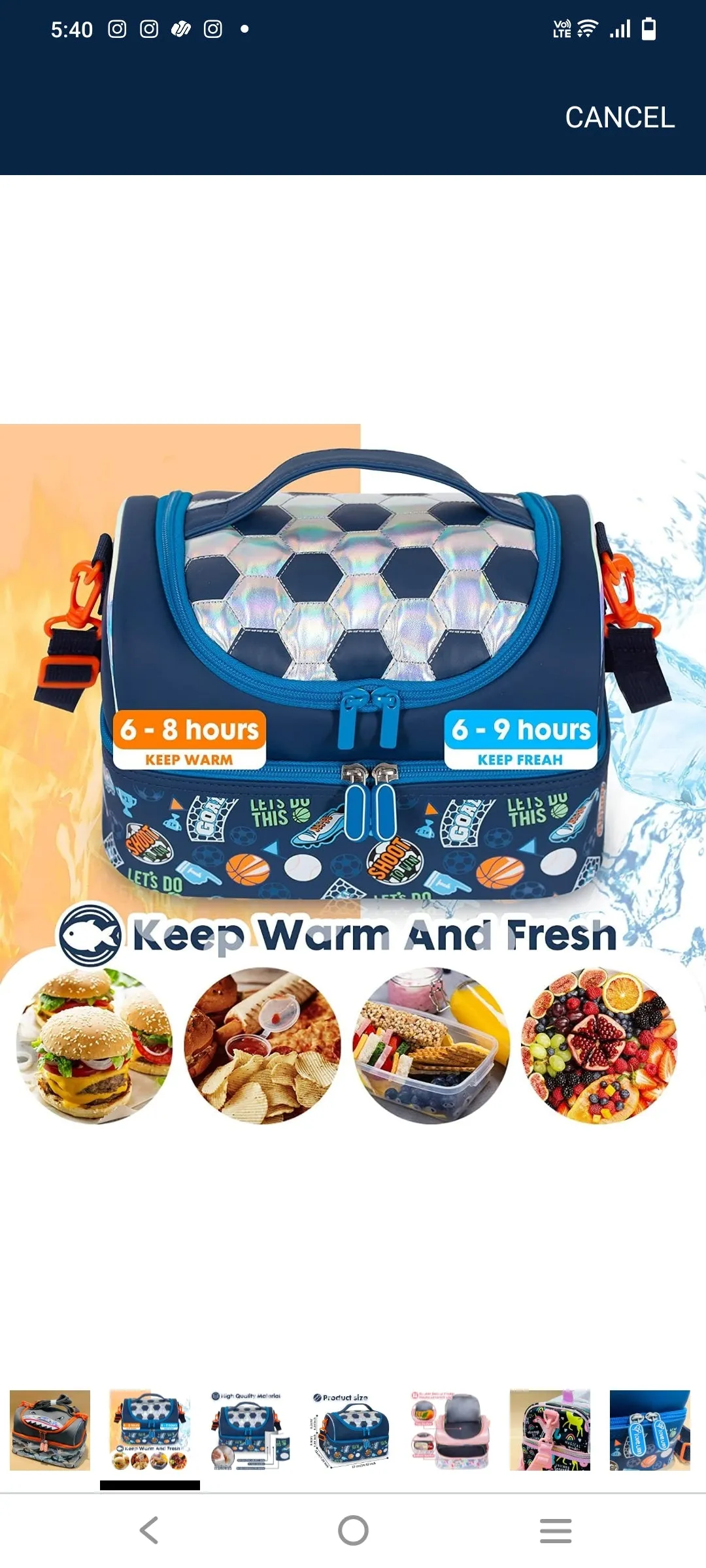 Gorgeous 2 Section Insulated Lunch Bags