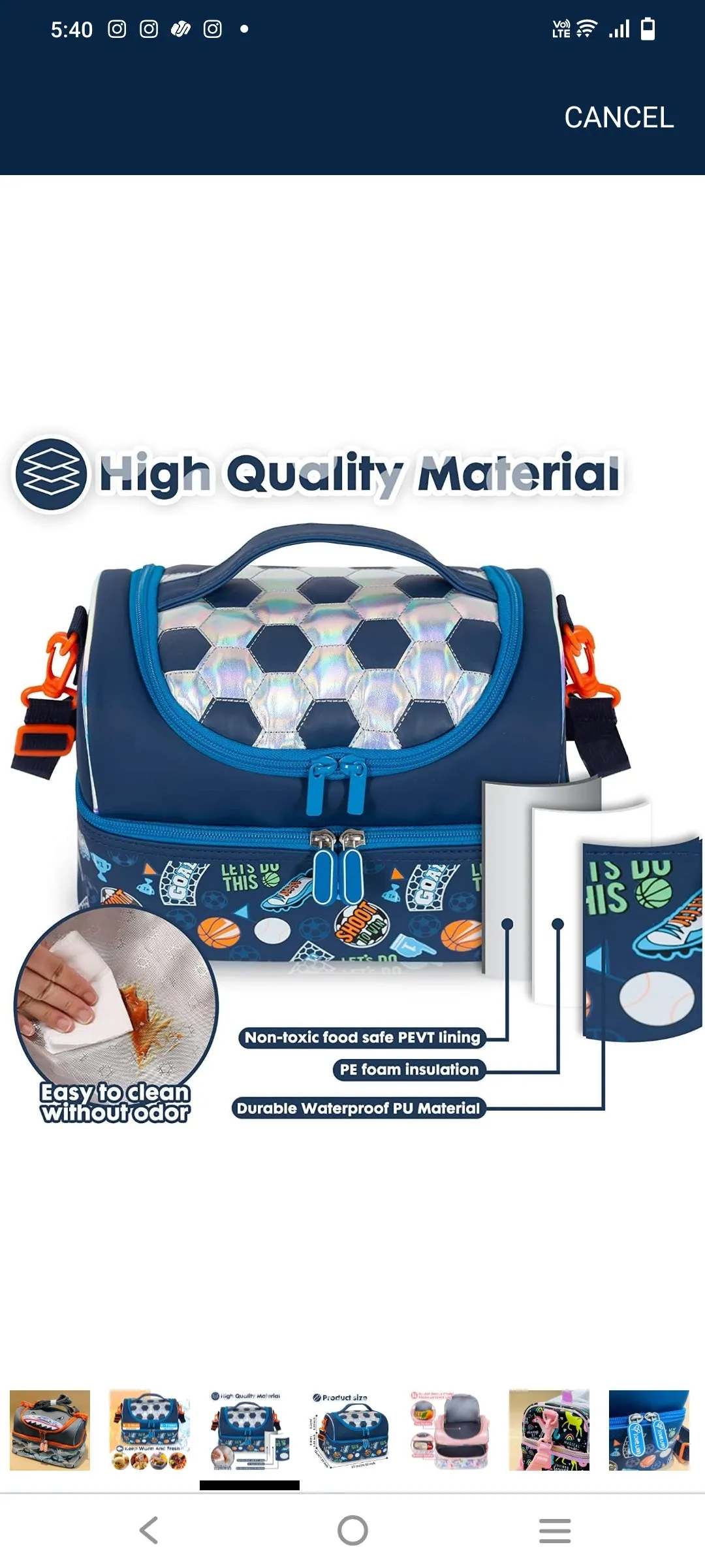 Gorgeous 2 Section Insulated Lunch Bags