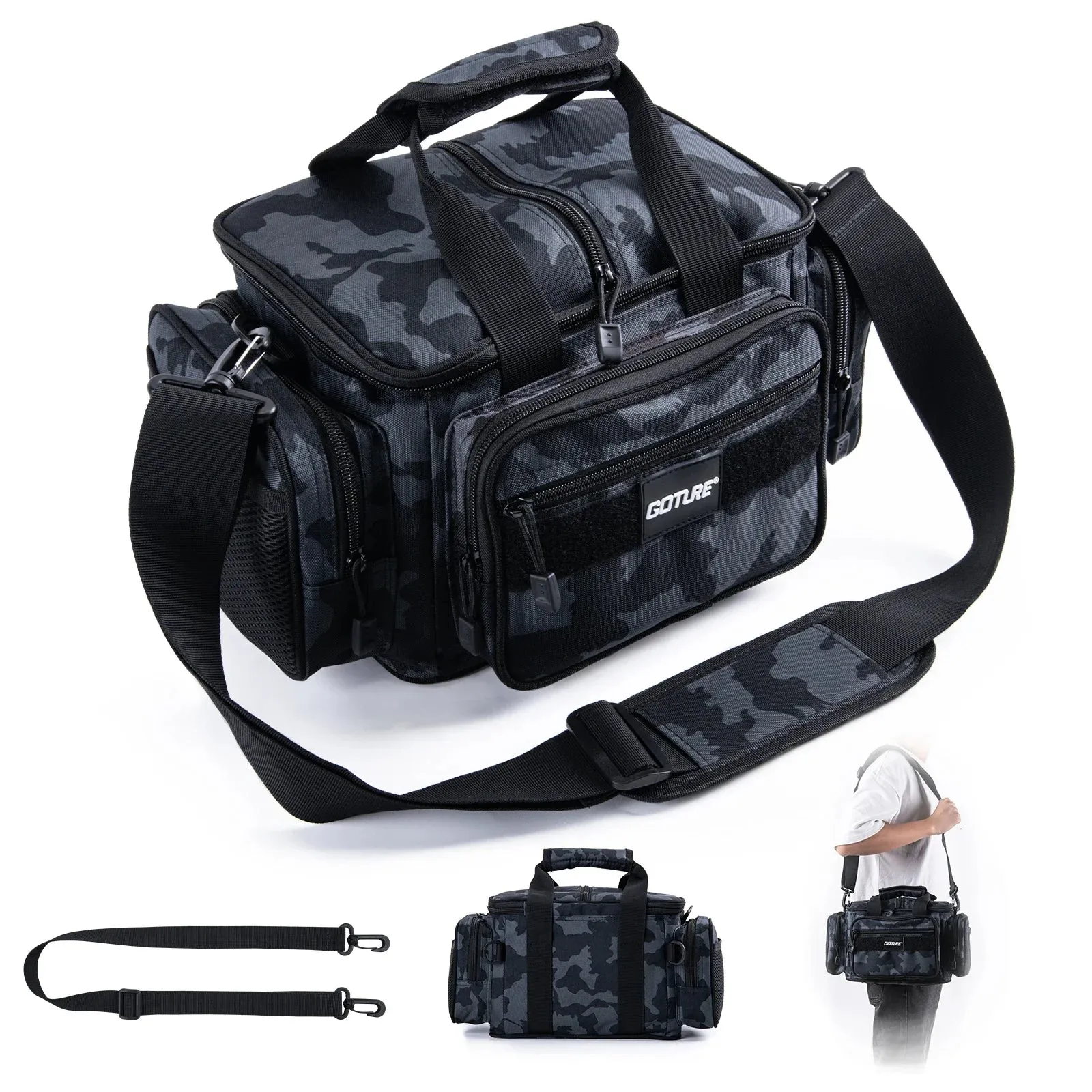 Goture Fishing Tackle Bags 38*23*19cm Shoulder Bag High capacity 600D Oxford cloth Outdoor Cycling Backpack Camping Picnic Bag