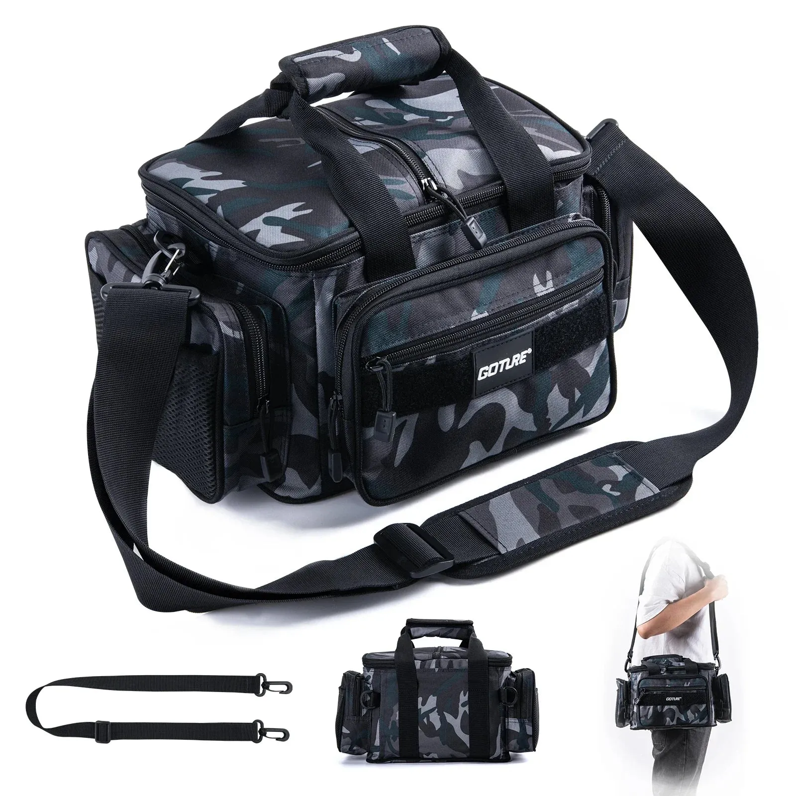 Goture Fishing Tackle Bags 38*23*19cm Shoulder Bag High capacity 600D Oxford cloth Outdoor Cycling Backpack Camping Picnic Bag