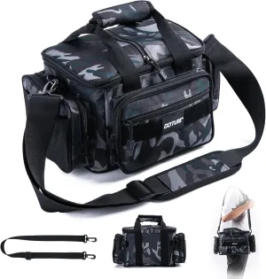 Goture Fishing Tackle Bag,Soft Side 600D Water-Resistant Cross Body Sling Fishing Bag, Small Freshwater Saltwater Gear Storage Tactical Bags Outdoor, Store 3 3600 Tackle Boxes,14.96"x9.06"x7.48"