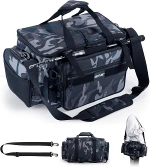 Goture Fishing Tackle Bag,Soft Side 600D Water-Resistant Cross Body Sling Fishing Bag,Waist Pack Freshwater Saltwater Gear Storage,Tactical Bags Outdoor,Store 4 3700 Tackle Boxes, 18.9"x11.02"x9.06"