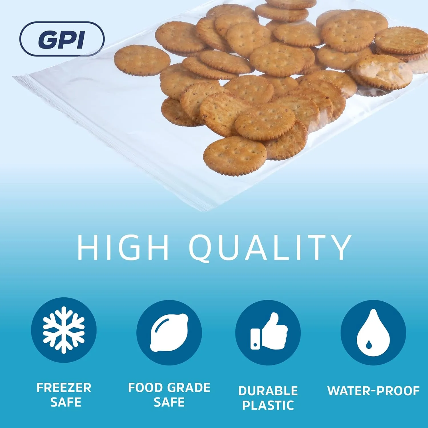 GPI - 8" X 10", 1/2 Gallon Zip Bags, Case Of 500, Clear Plastic Reclosable Zipper Lock Poly Baggies, 2 Mil Thick, With Resealable Zip Top Lock For Food Storage, Clothing, Snacks, Crafts & Packaging.