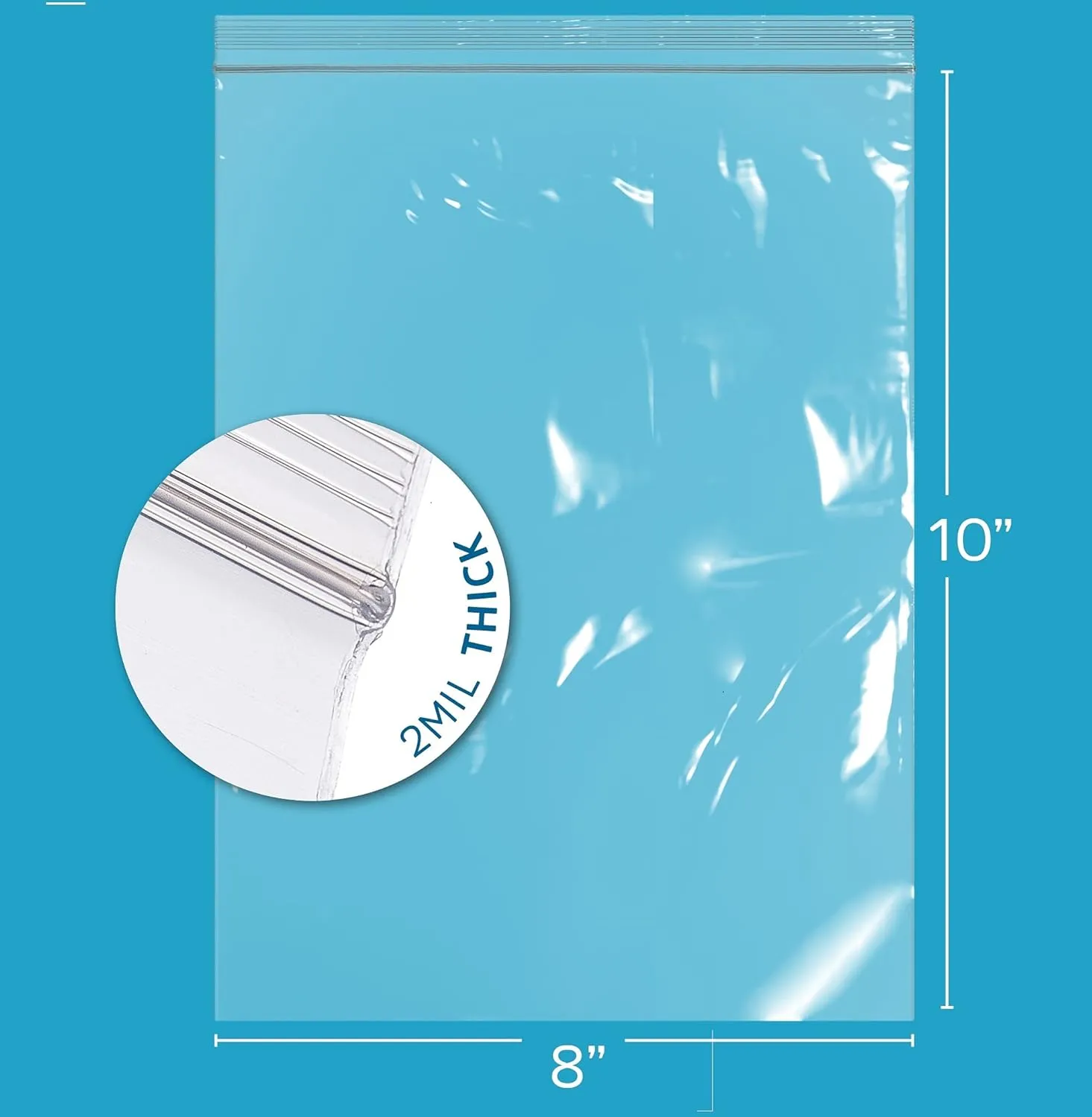 GPI - 8" X 10", 1/2 Gallon Zip Bags, Case Of 500, Clear Plastic Reclosable Zipper Lock Poly Baggies, 2 Mil Thick, With Resealable Zip Top Lock For Food Storage, Clothing, Snacks, Crafts & Packaging.
