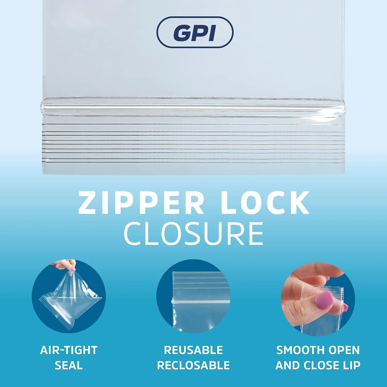 GPI - 8" X 10", 1/2 Gallon Zip Bags, Case Of 500, Clear Plastic Reclosable Zipper Lock Poly Baggies, 2 Mil Thick, With Resealable Zip Top Lock For Food Storage, Clothing, Snacks, Crafts & Packaging.