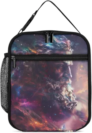 Greek God Zeus Universe Insulated Lunch Bag Leakproof Insulated Cooler Bag with Handbags Side Pocket for Adults
