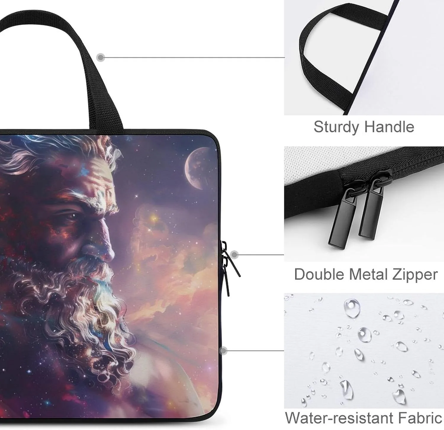 Greek God Zeus Universe Laptop Sleeve Portable Waterproof Computer Bag Pouch Handbag Protective Sleeve