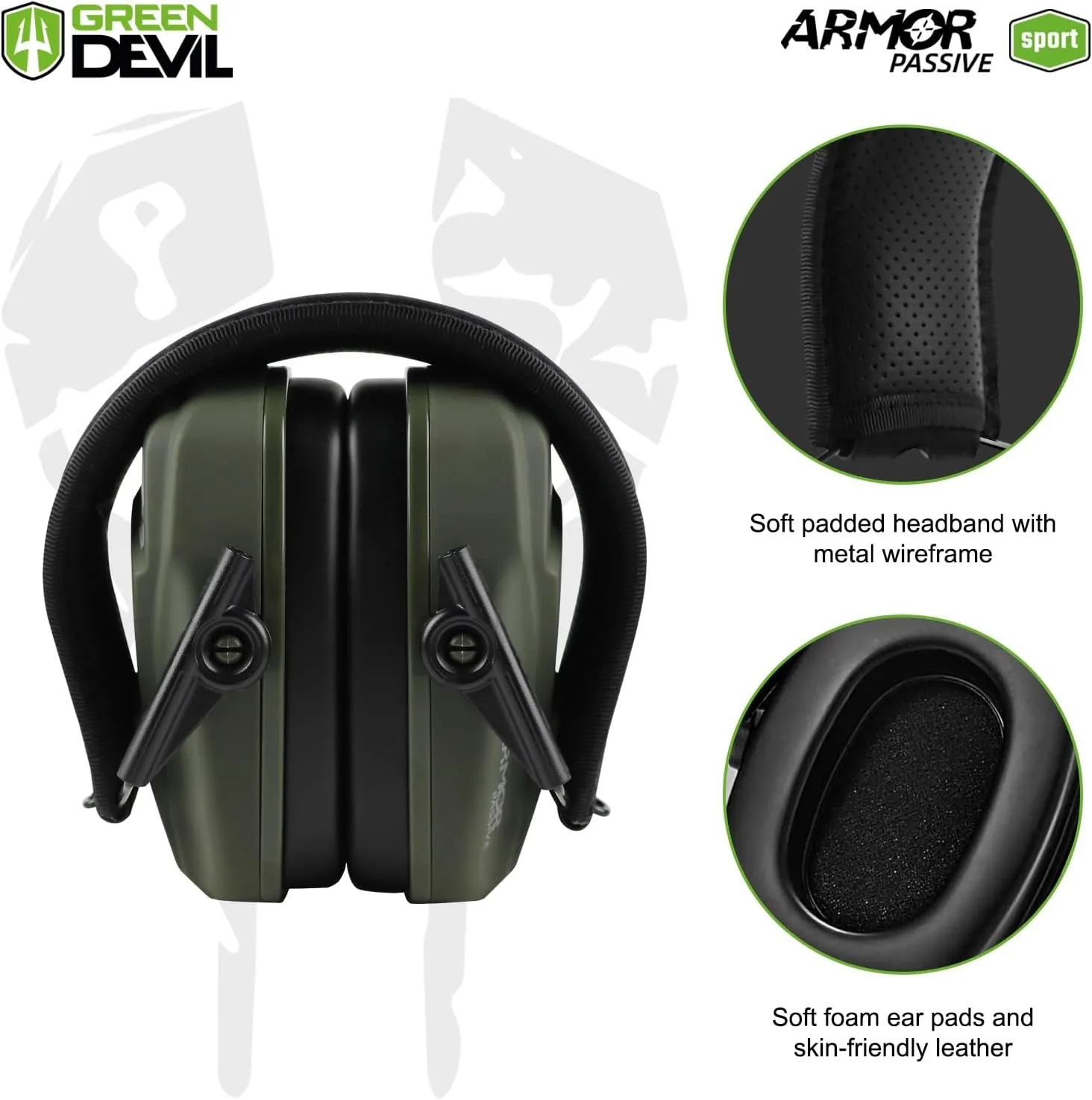 GREEN DEVIL Noise Reduction Hearing Protection Ear muffs Passive Safety Earmuffs Slim Headphones For Shooting Gun Range
