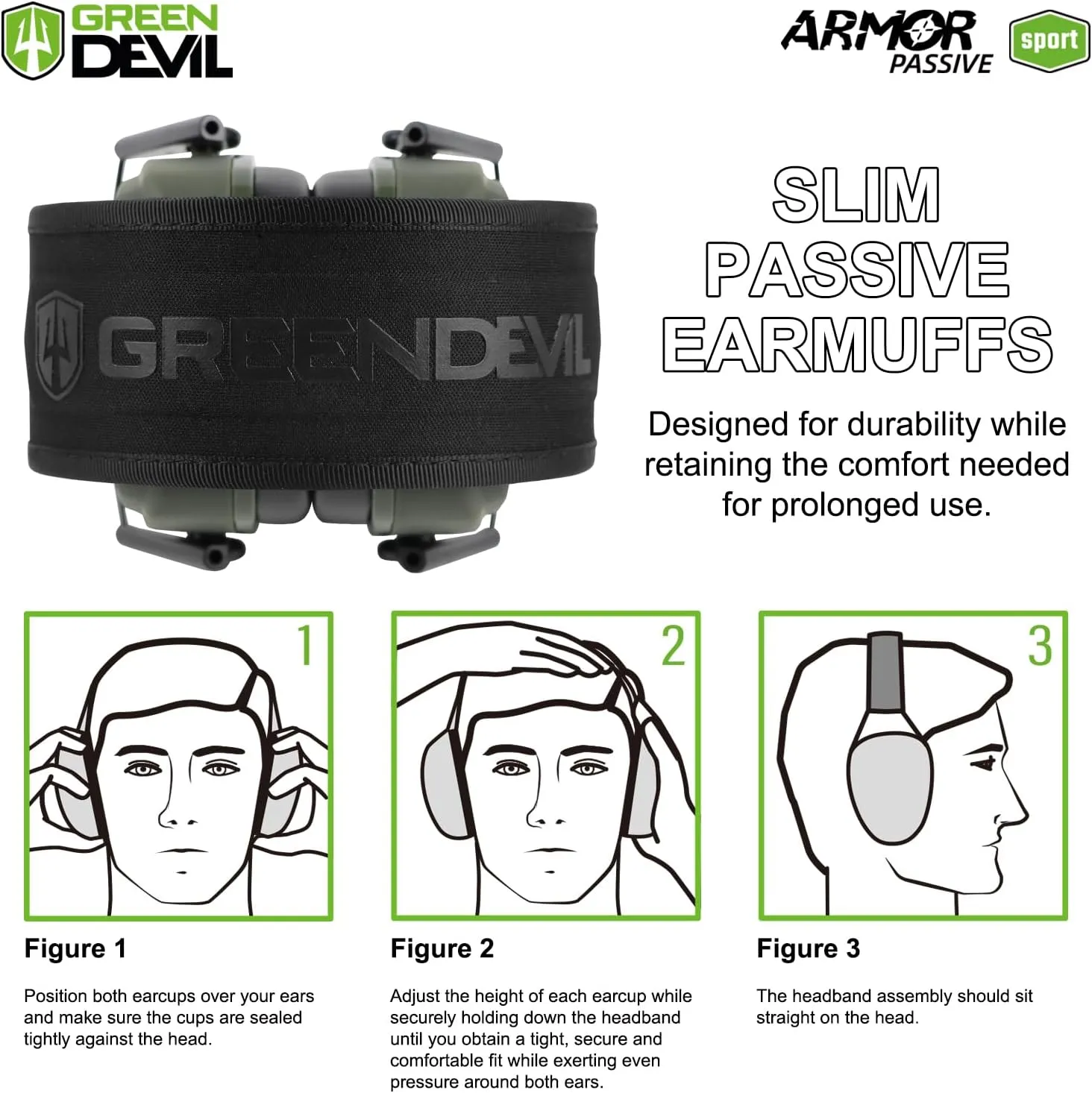 GREEN DEVIL Noise Reduction Hearing Protection Ear muffs Passive Safety Earmuffs Slim Headphones For Shooting Gun Range