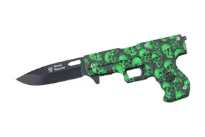 GREEN SKULL PISTOL SHAPED