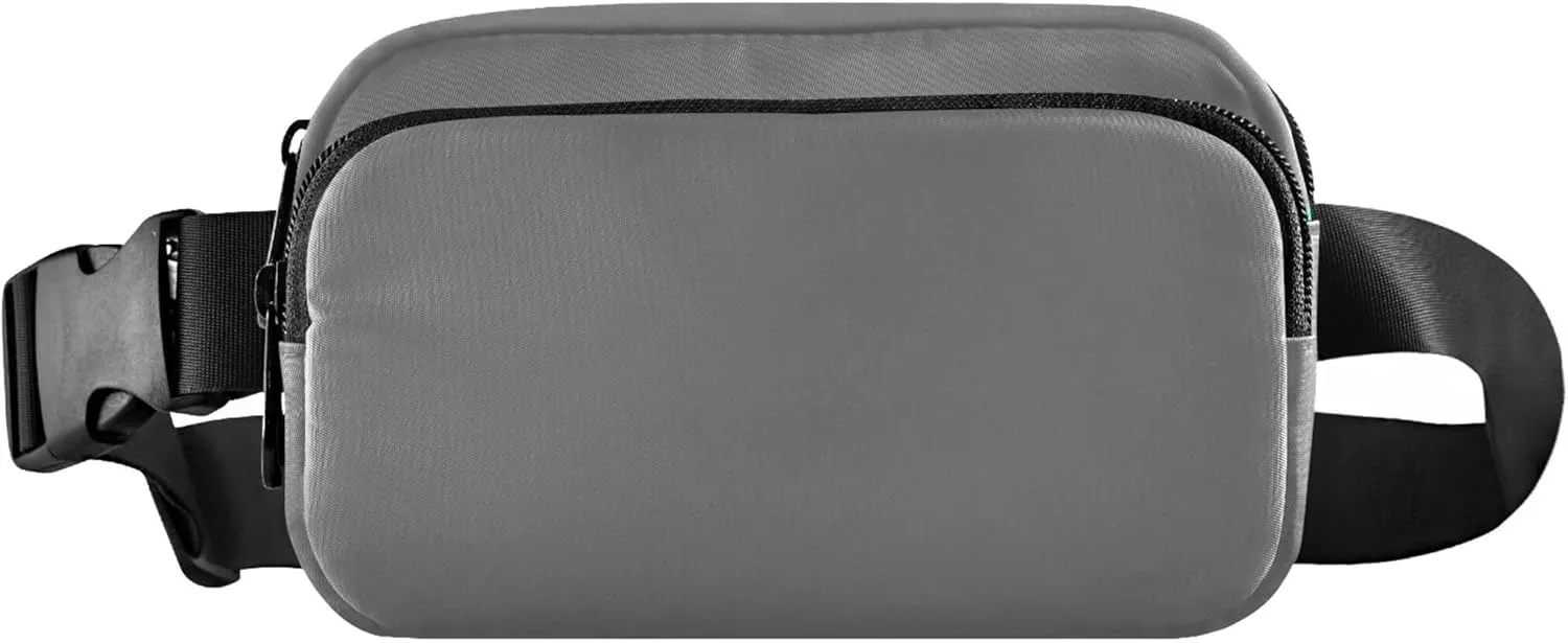 Grey Fanny Belt Bag Waist Packs Crossbody Bags Bum Bag for Running Hiking Travel Workout Adjustable Strap for Women Men