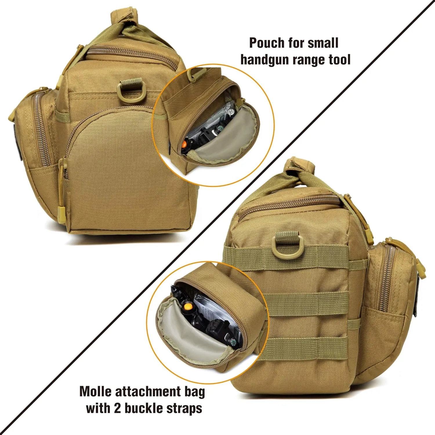 Gun Case Bag Small | Tactical 2-Pistol Bag Handgun Duffle Bag w/Lockable Zipper for Shooting Range Hunting Sports | US Flag Patch   MOLLE Pouch   Universal Holster Included
