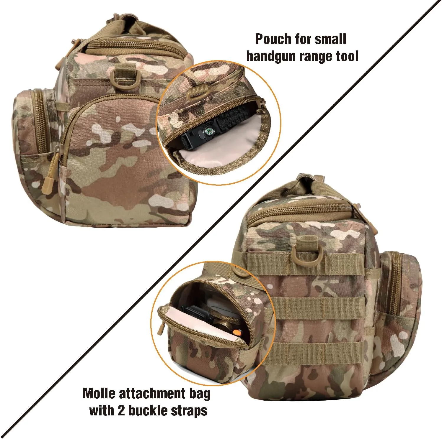Gun Case Bag Small | Tactical 2-Pistol Bag Handgun Duffle Bag w/Lockable Zipper for Shooting Range Hunting Sports | US Flag Patch   MOLLE Pouch   Universal Holster Included