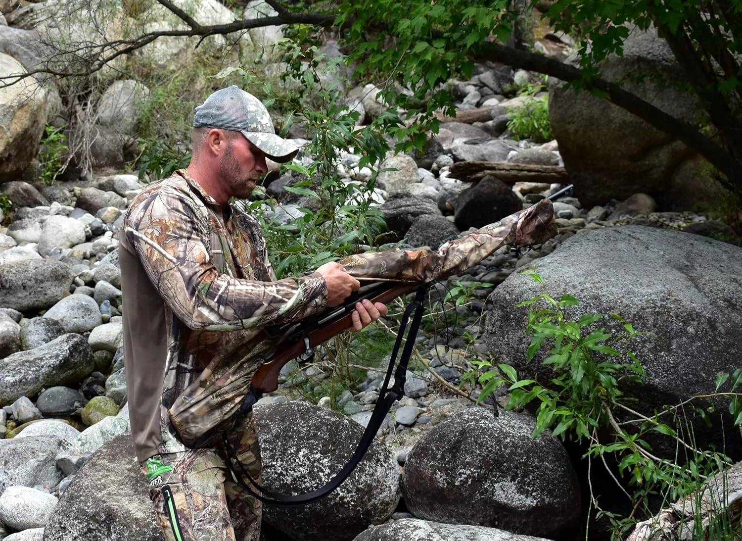 Gun Slicker - Scoped Rifle & Shotgun Case, Waterproof Camo Rifle Sleeve Cover, Fast Access Gun Pack - 38' to 56'