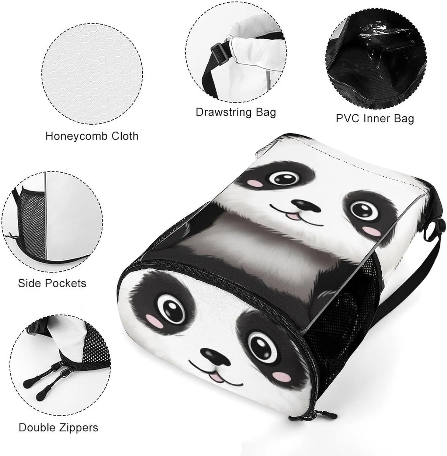 Gym Bag for Women Men Black And WhiteTravel Duffel Bag Large Capacity Sports Drawstring Backpack
