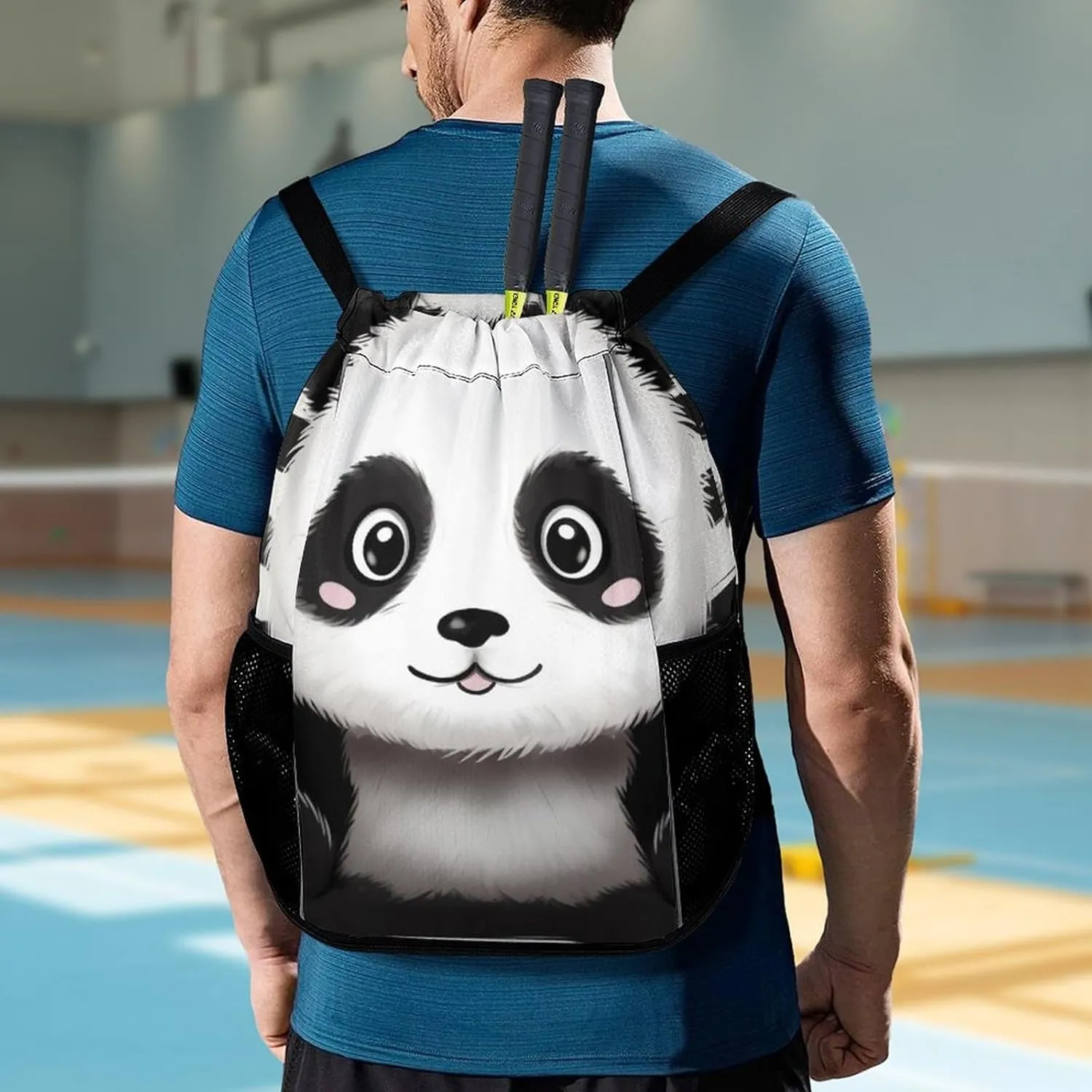 Gym Bag for Women Men Black And WhiteTravel Duffel Bag Large Capacity Sports Drawstring Backpack