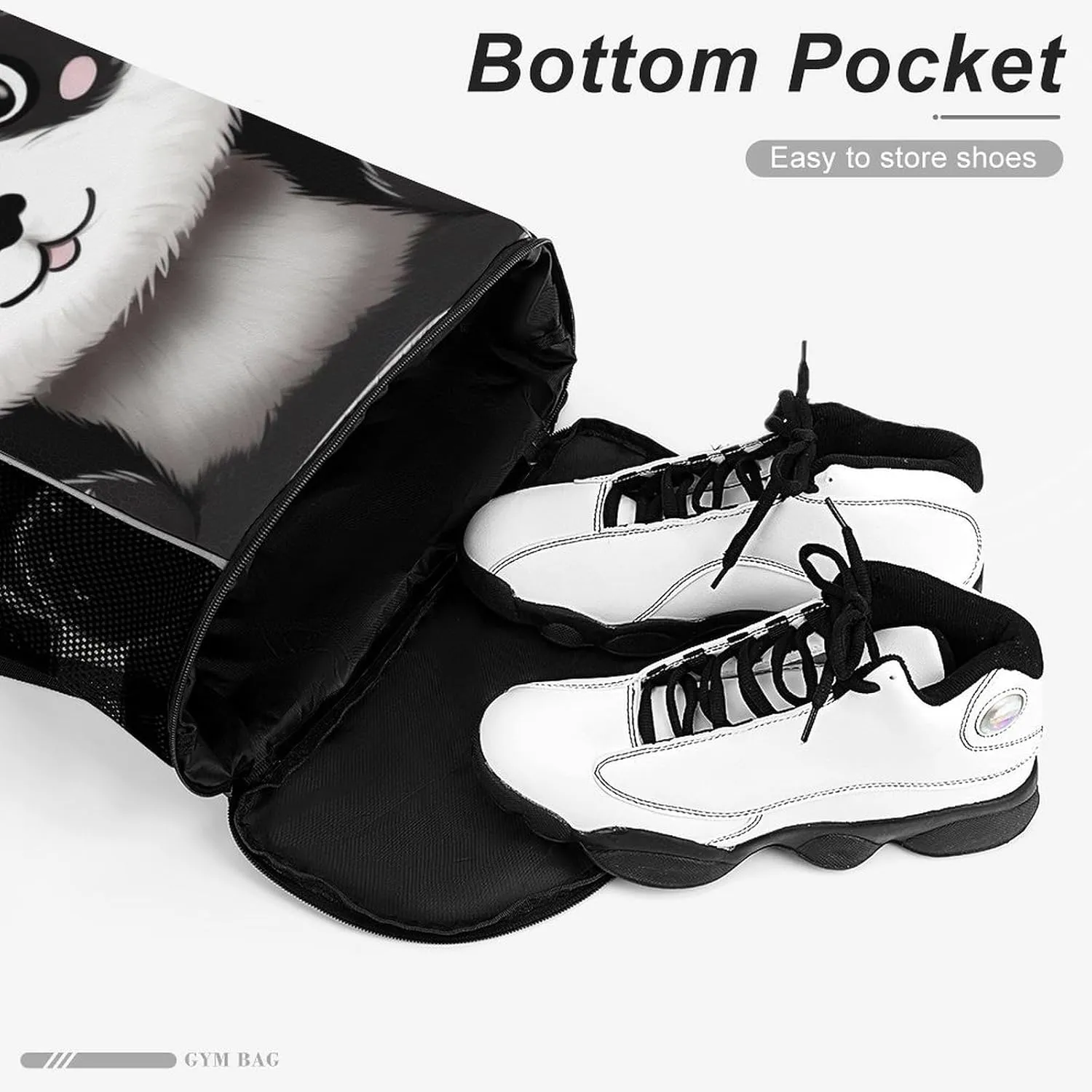 Gym Bag for Women Men Black And WhiteTravel Duffel Bag Large Capacity Sports Drawstring Backpack