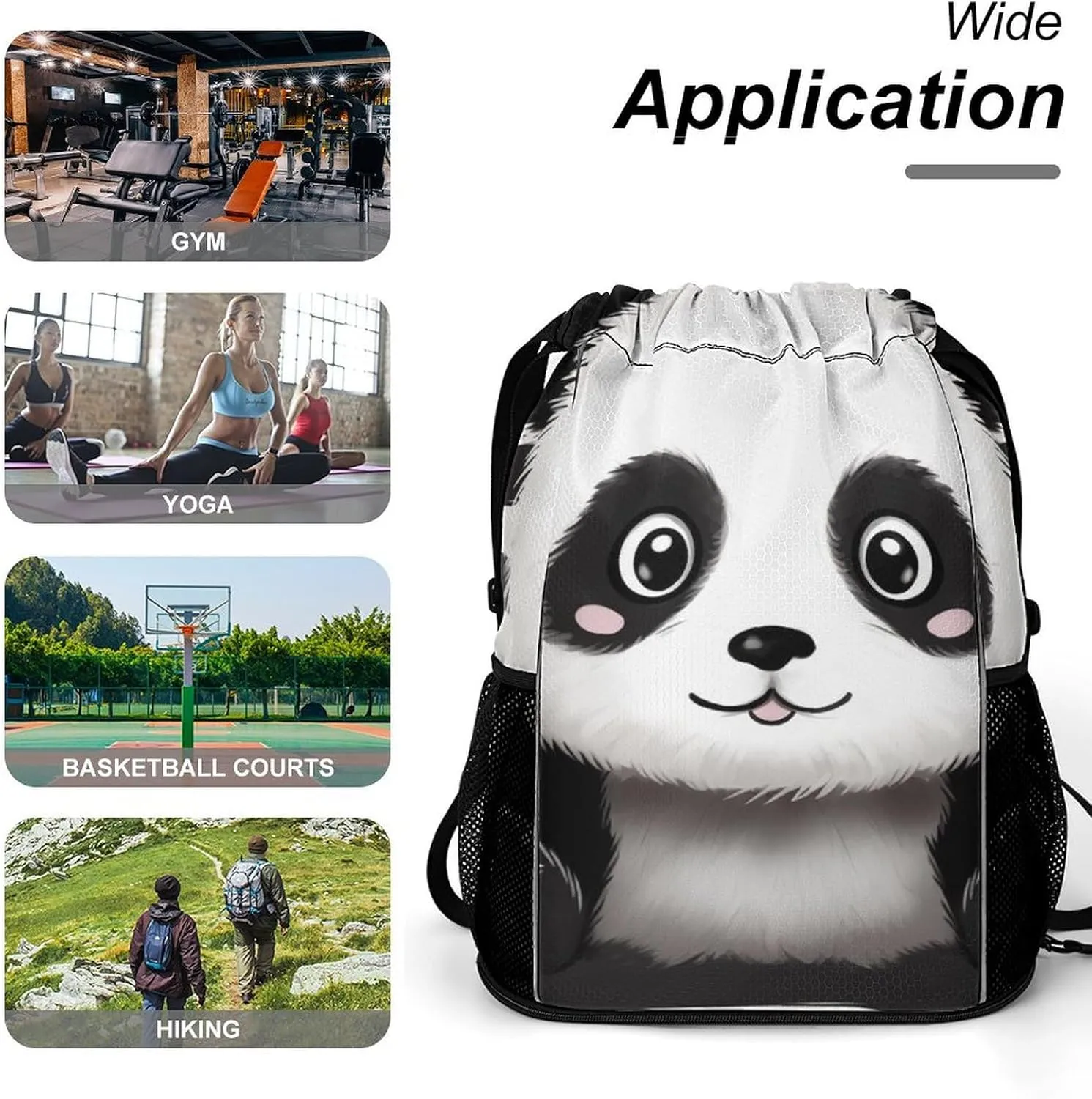 Gym Bag for Women Men Black And WhiteTravel Duffel Bag Large Capacity Sports Drawstring Backpack