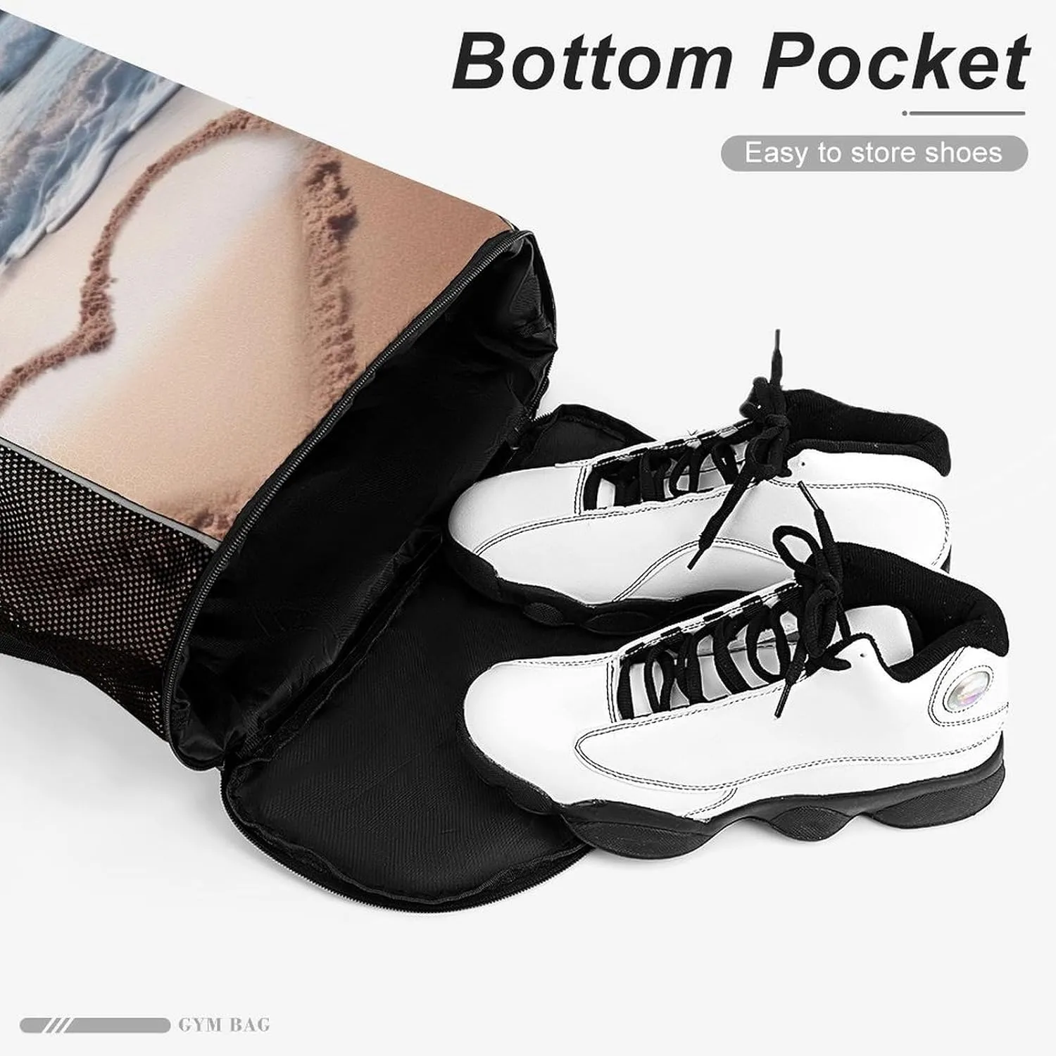 Gym Bag for Women Men Heart Shape Romantic BeachTravel Duffel Bag Large Capacity Sports Drawstring Backpack