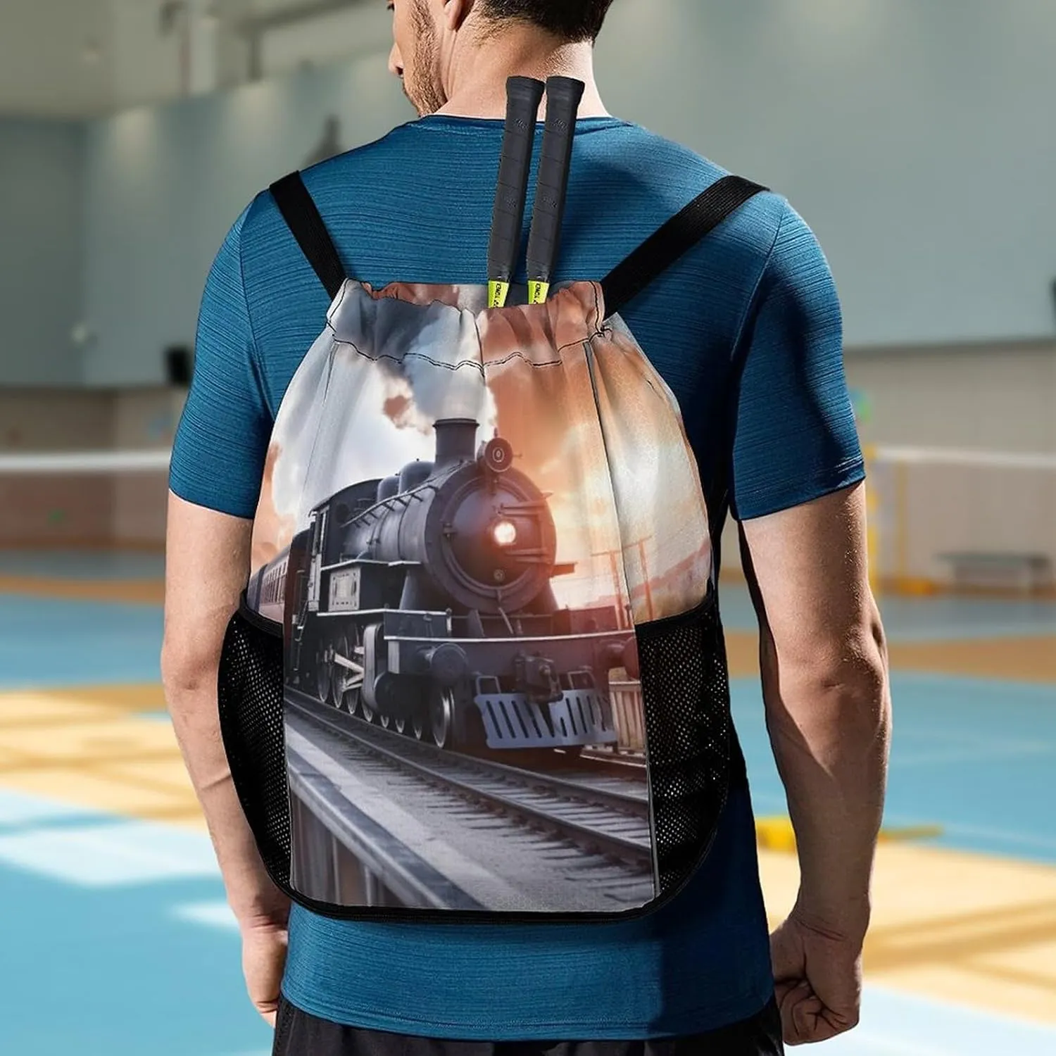 Gym Bag for Women Men Steam Train Depart SunsetTravel Duffel Bag Large Capacity Sports Drawstring Backpack, 45.5x41.5x36cm, Style-5, JJ0529240