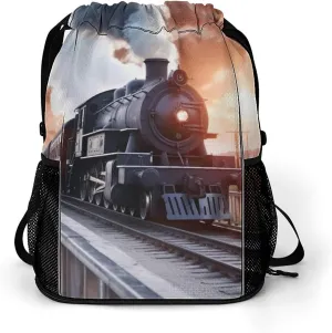 Gym Bag for Women Men Steam Train Depart SunsetTravel Duffel Bag Large Capacity Sports Drawstring Backpack, 45.5x41.5x36cm, Style-5, JJ0529240