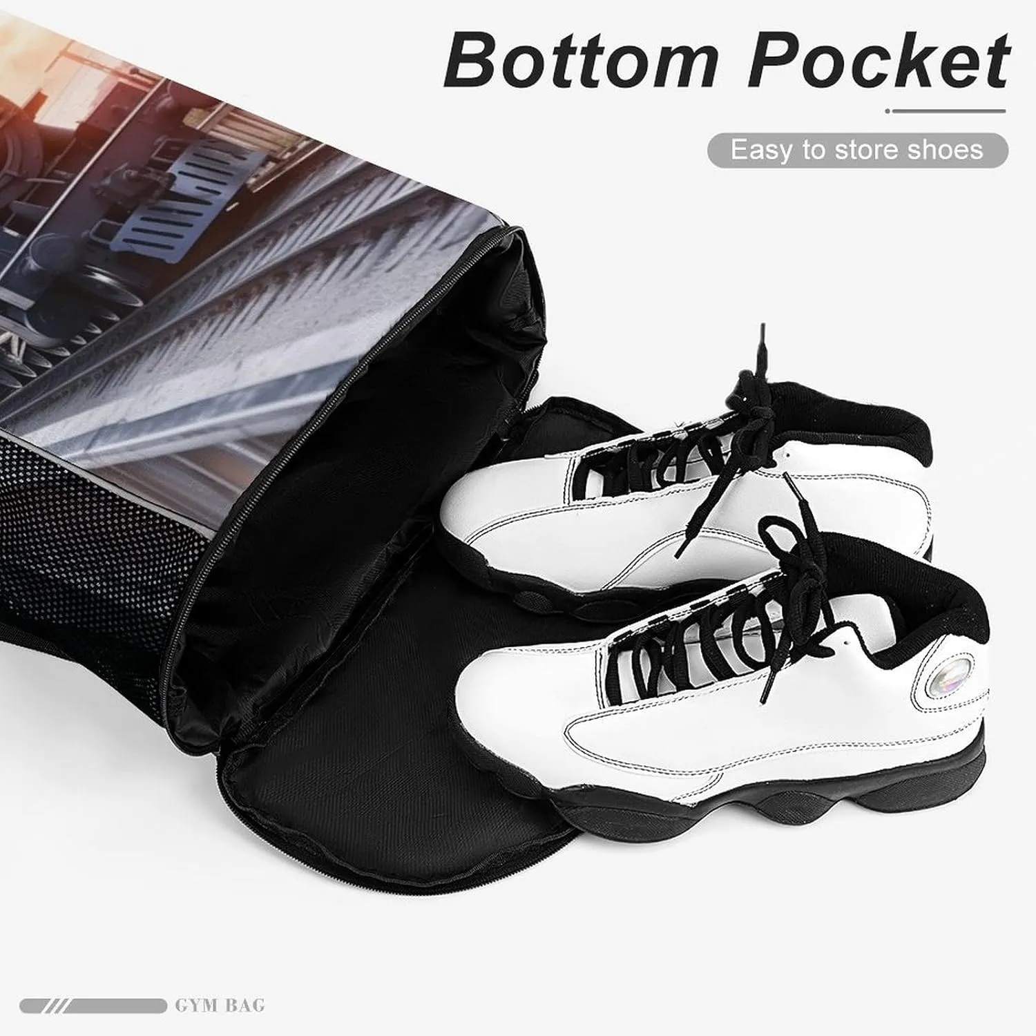 Gym Bag for Women Men Steam Train Depart SunsetTravel Duffel Bag Large Capacity Sports Drawstring Backpack, 45.5x41.5x36cm, Style-5, JJ0529240