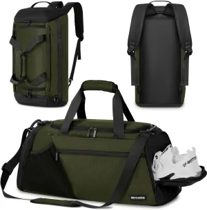 Gym Bags for Men Women 45L Large Gym Backpack Multiple Pockets Sport Duffle Bags with Shoe & Wet Compartment for Workout Travel Weekend Overnight Green