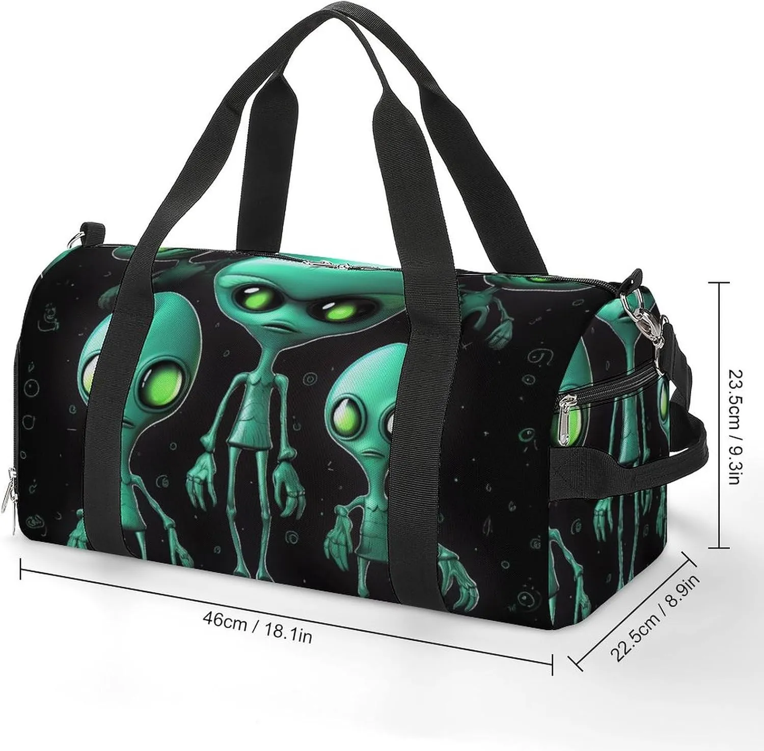 Gym Bags for Men Women Aliens Duffle Bag Travel Overnight Bag with Shoe Compartment Tote Bags