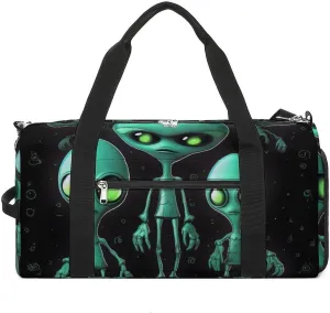 Gym Bags for Men Women Aliens Duffle Bag Travel Overnight Bag with Shoe Compartment Tote Bags