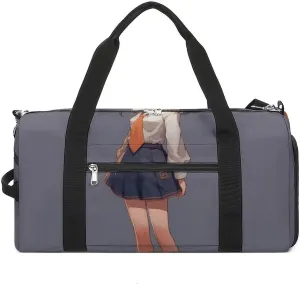 Gym Bags for Men Women Anime Woman in Skirt Duffle Bag Travel Overnight Bag with Shoe Compartment Tote Bags