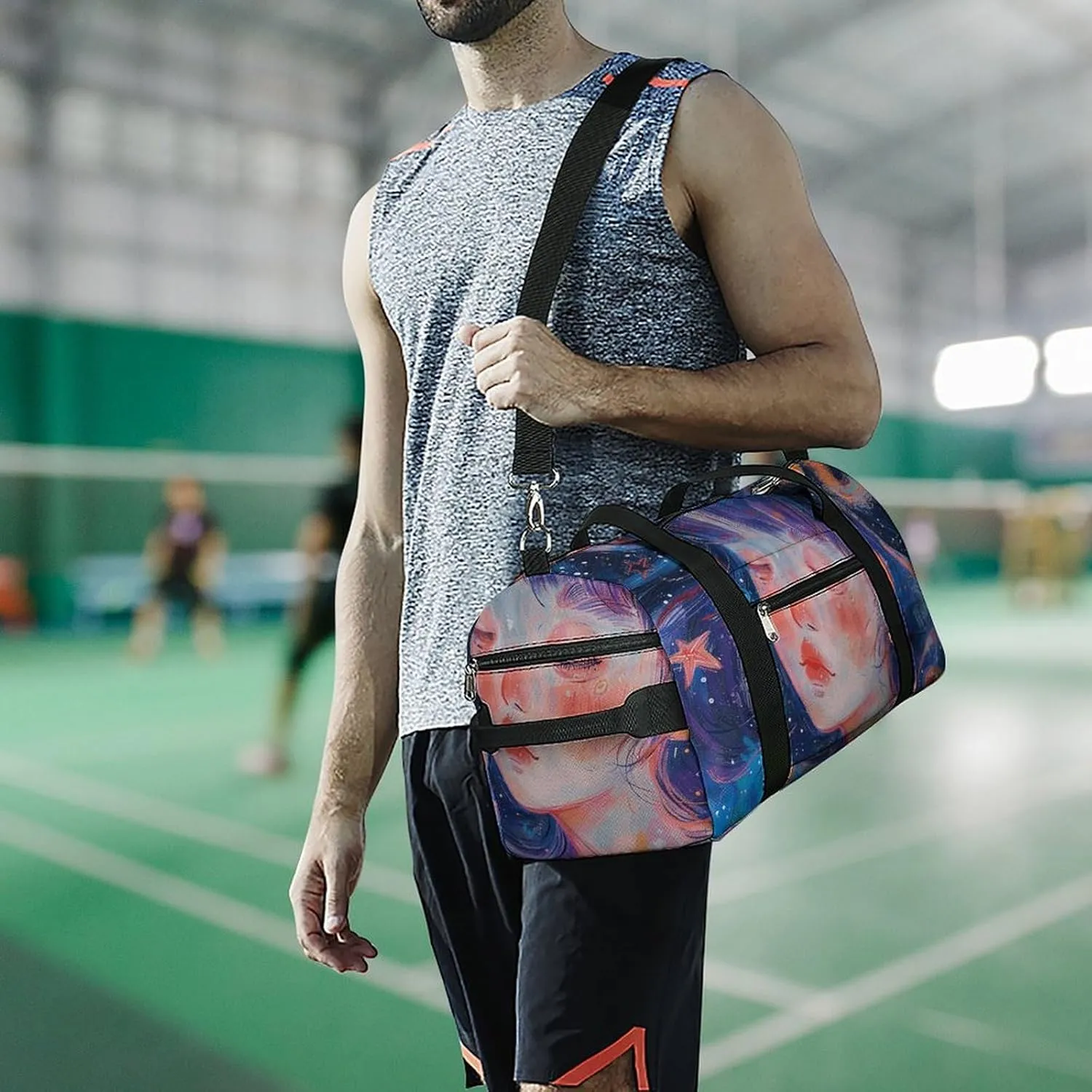 Gym Bags for Men Women Art Style Fantasy Duffle Bag Travel Overnight Bag with Shoe Compartment Tote Bags