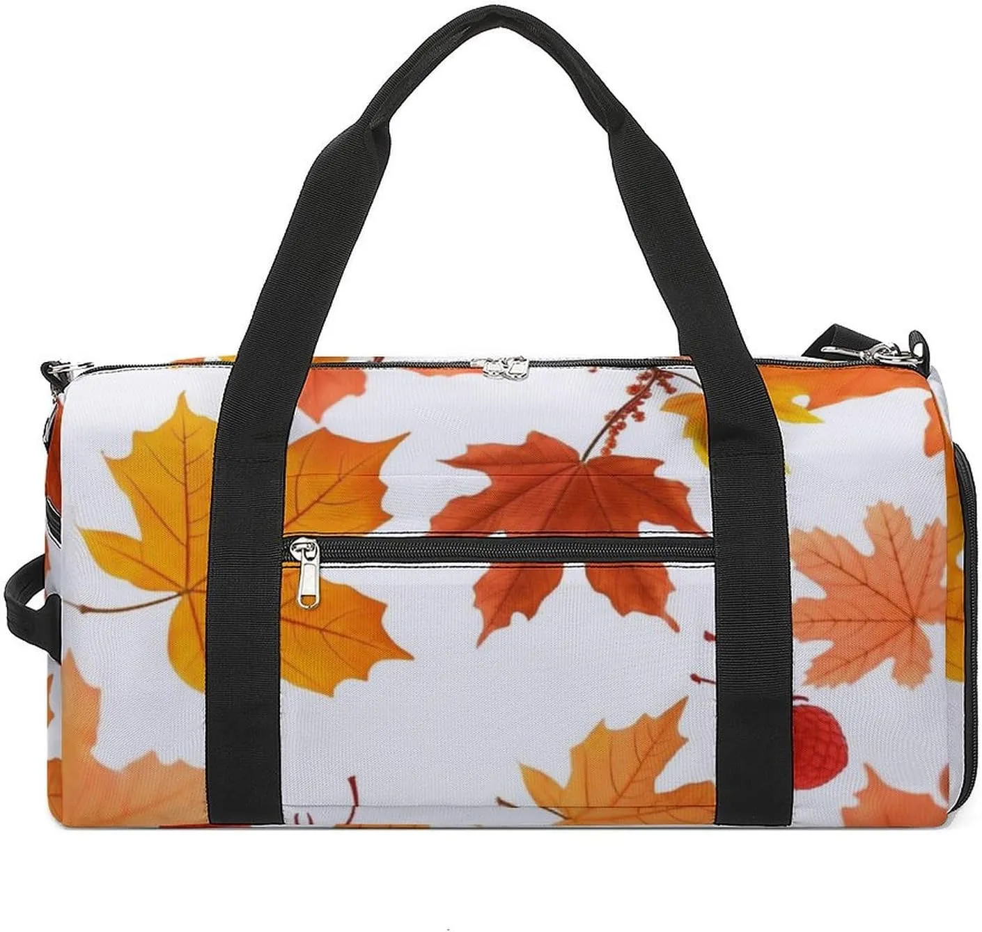 Gym Bags for Men Women Autumn Maple Leaves Duffle Bag Travel Overnight Bag with Shoe Compartment Tote Bags