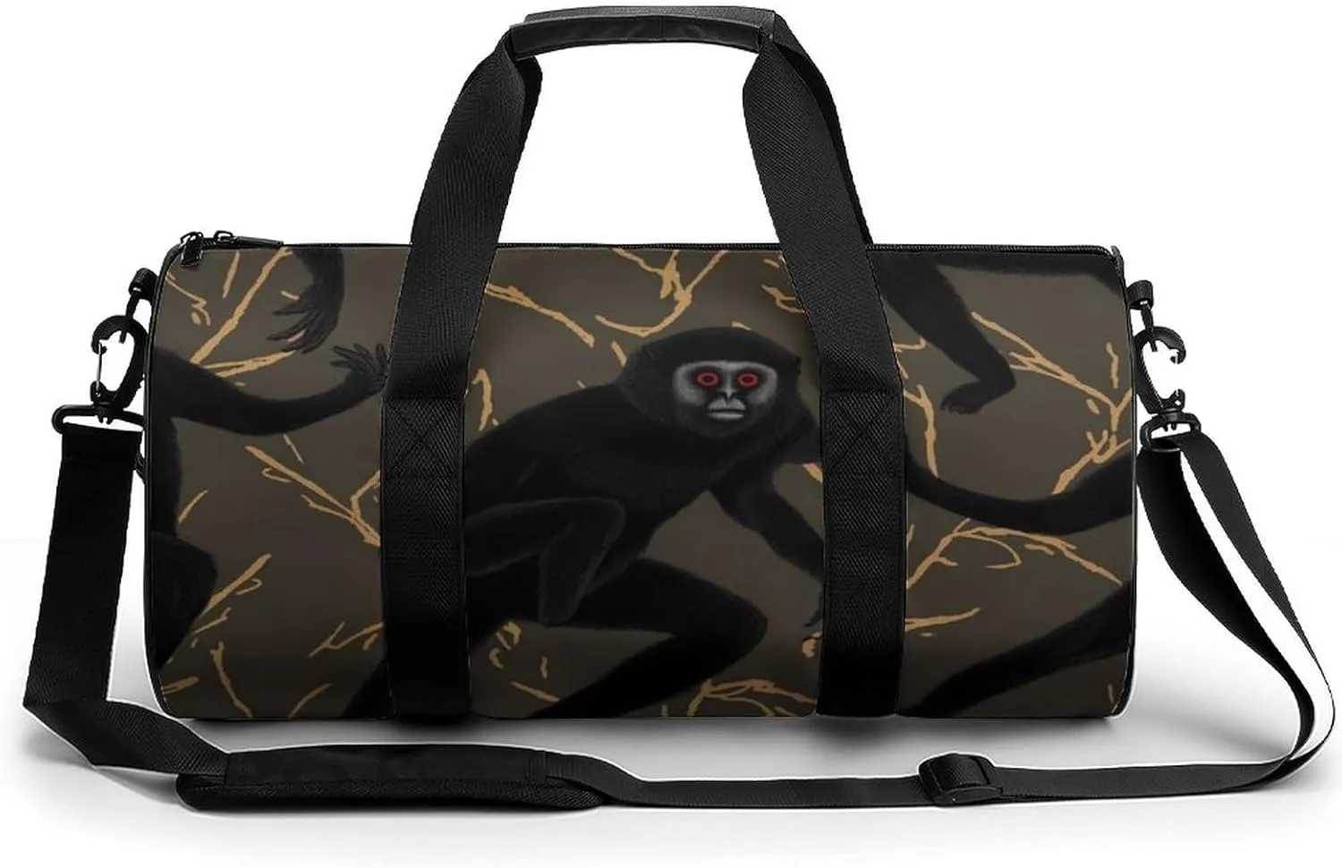 Gym Bags for Men Women Black Gibbon Monkey Duffle Bag Travel Overnight Bag with Shoe Compartment Tote Bags