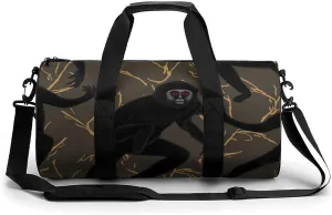 Gym Bags for Men Women Black Gibbon Monkey Duffle Bag Travel Overnight Bag with Shoe Compartment Tote Bags