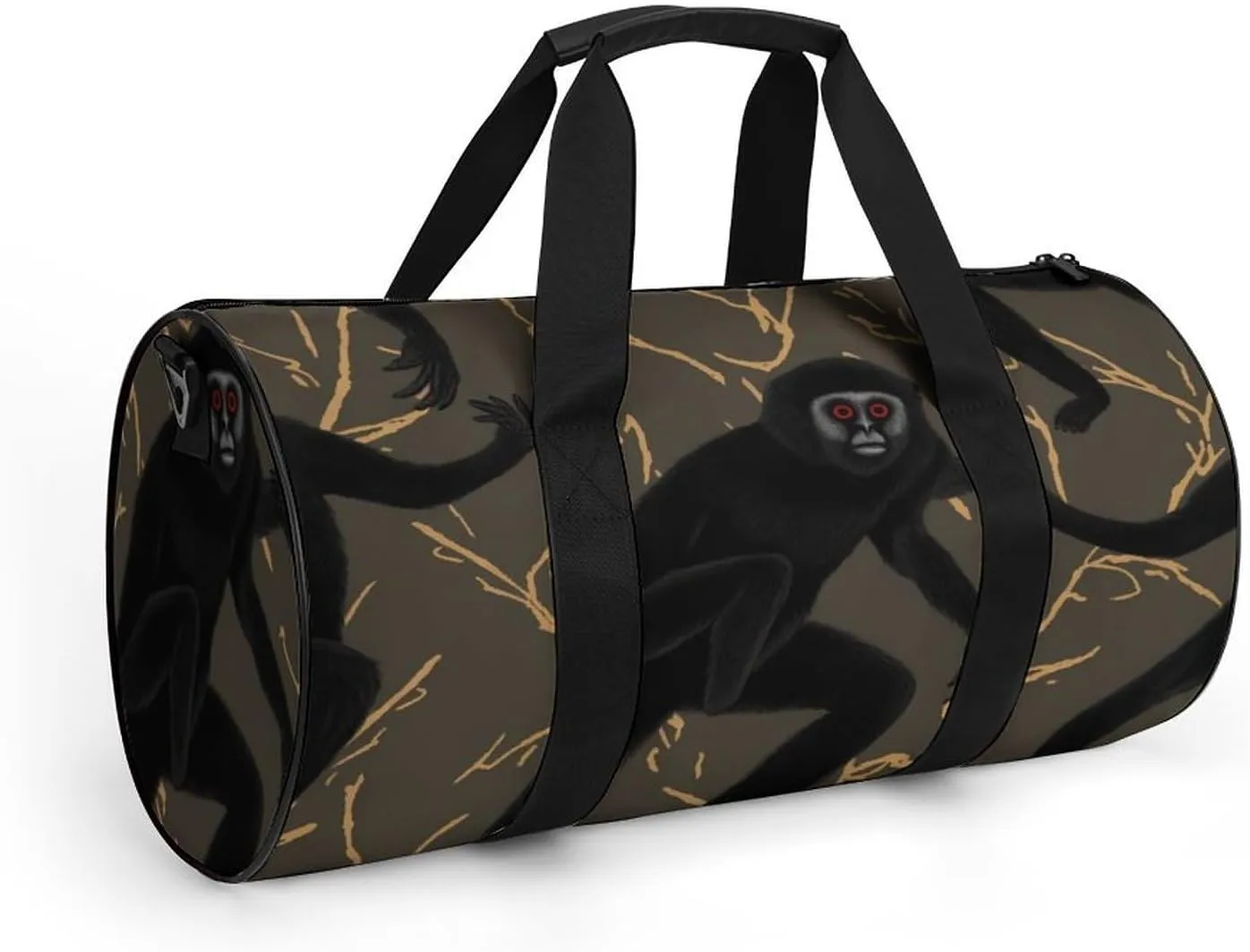 Gym Bags for Men Women Black Gibbon Monkey Duffle Bag Travel Overnight Bag with Shoe Compartment Tote Bags