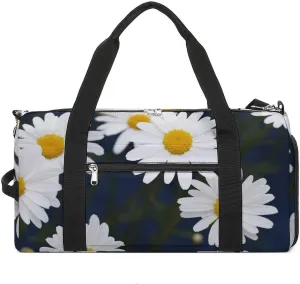 Gym Bags for Men Women Flowers Daisy Duffle Bag Travel Overnight Bag with Shoe Compartment Tote Bags