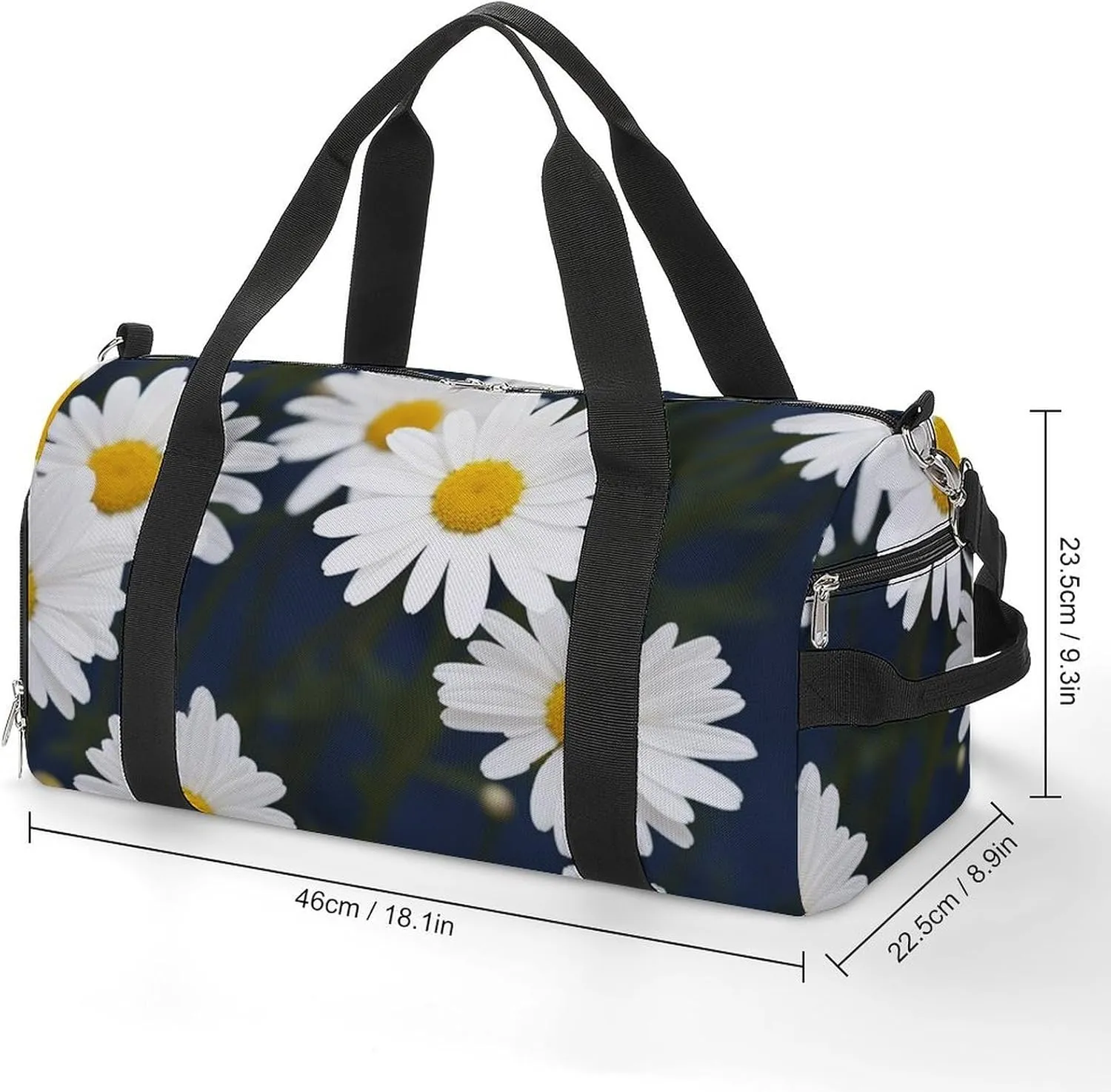 Gym Bags for Men Women Flowers Daisy Duffle Bag Travel Overnight Bag with Shoe Compartment Tote Bags