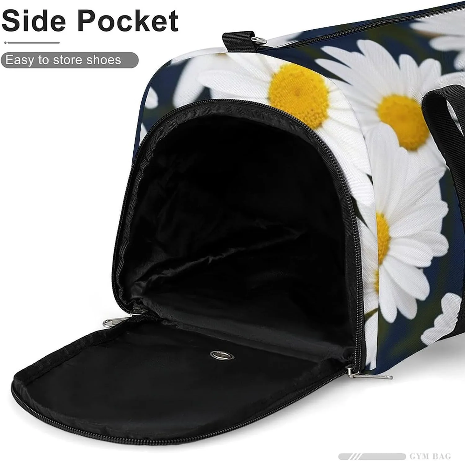 Gym Bags for Men Women Flowers Daisy Duffle Bag Travel Overnight Bag with Shoe Compartment Tote Bags