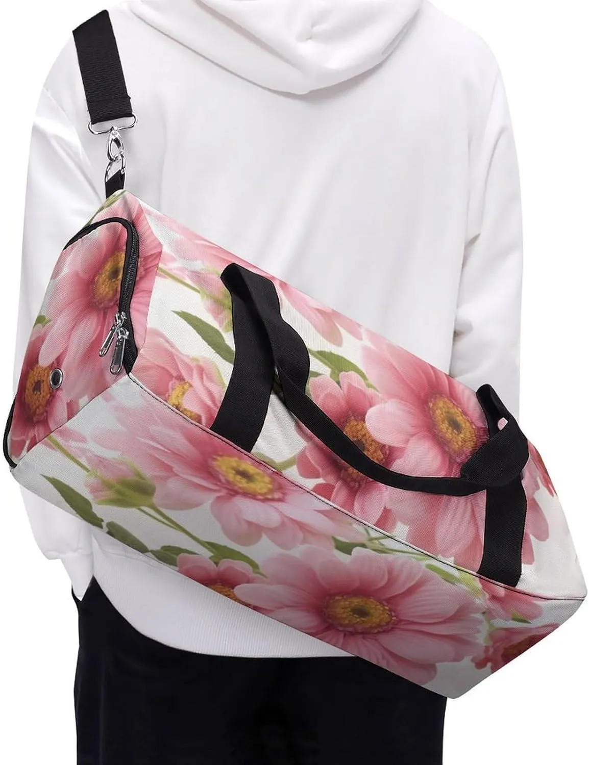 Gym Bags for Men Women Flowers Duffle Bag Travel Overnight Bag with Shoe Compartment Tote Bags