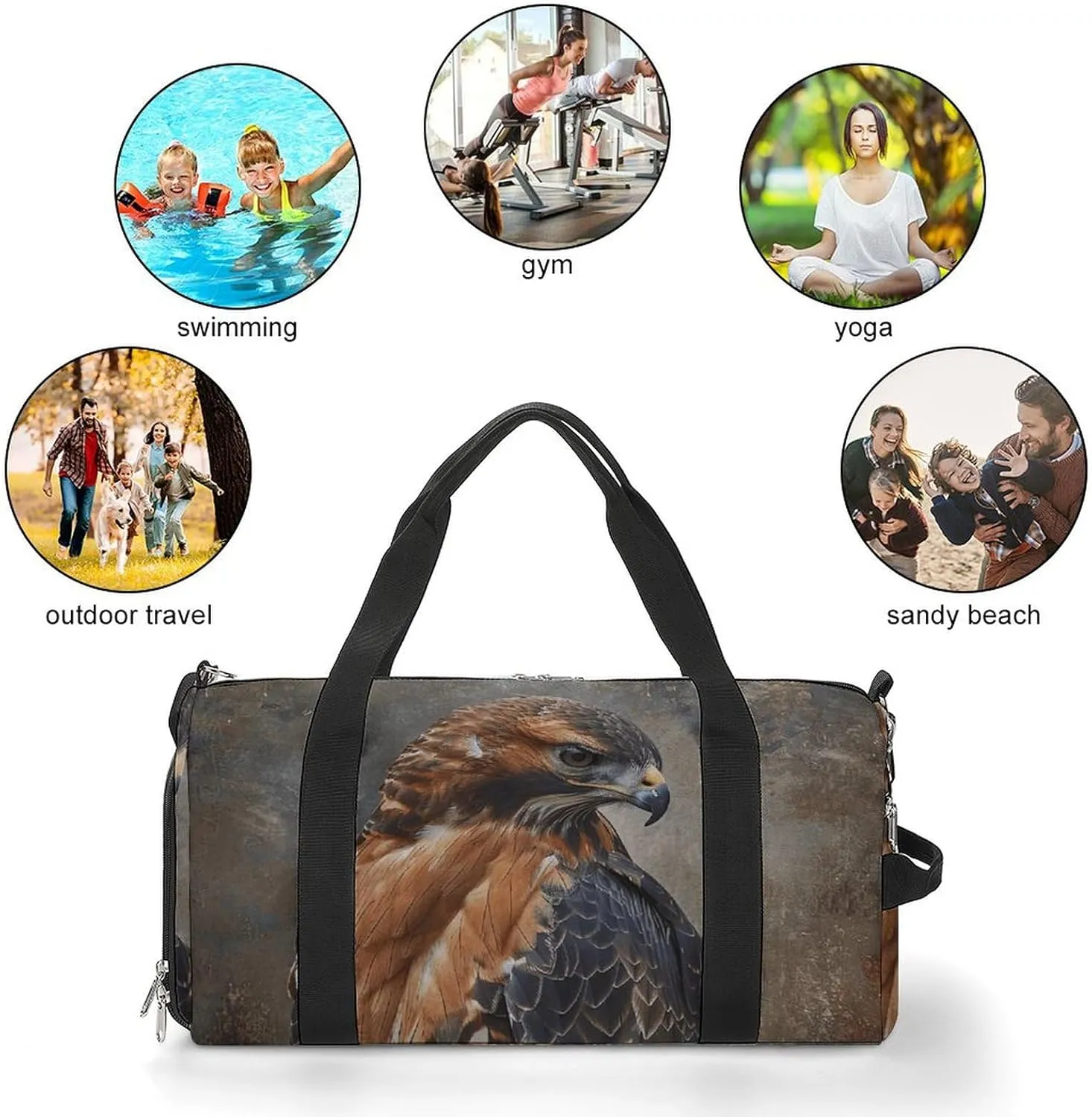 Gym Bags for Men Women Fur And Feathers Duffle Bag Travel Overnight Bag with Shoe Compartment Tote Bags