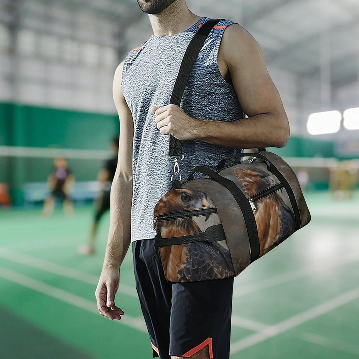 Gym Bags for Men Women Fur And Feathers Duffle Bag Travel Overnight Bag with Shoe Compartment Tote Bags