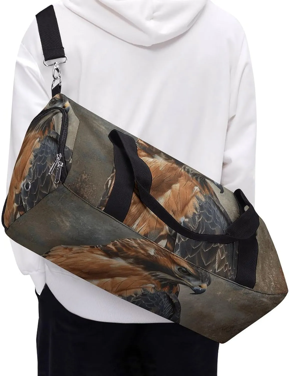 Gym Bags for Men Women Fur And Feathers Duffle Bag Travel Overnight Bag with Shoe Compartment Tote Bags