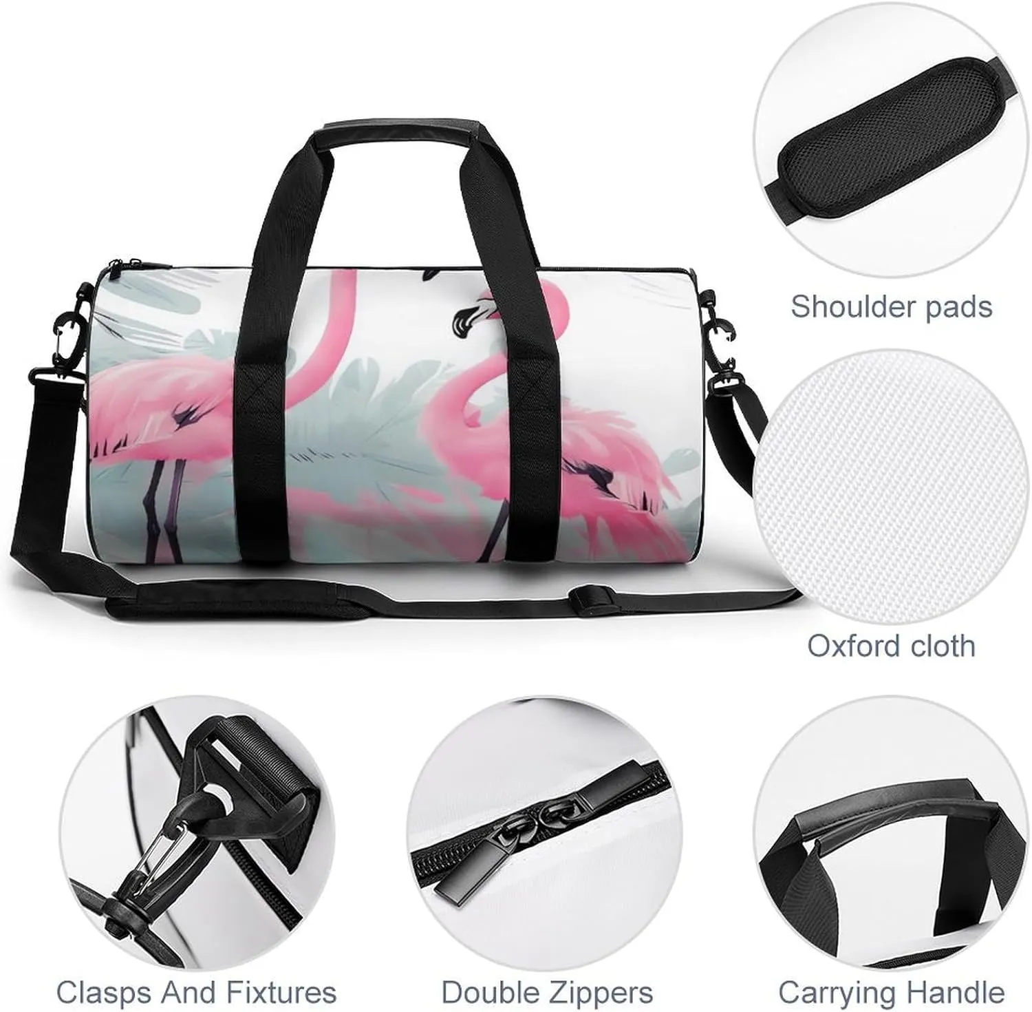 Gym Bags for Men Women Love Flamingo Duffle Bag Travel Overnight Bag with Shoe Compartment Tote Bags