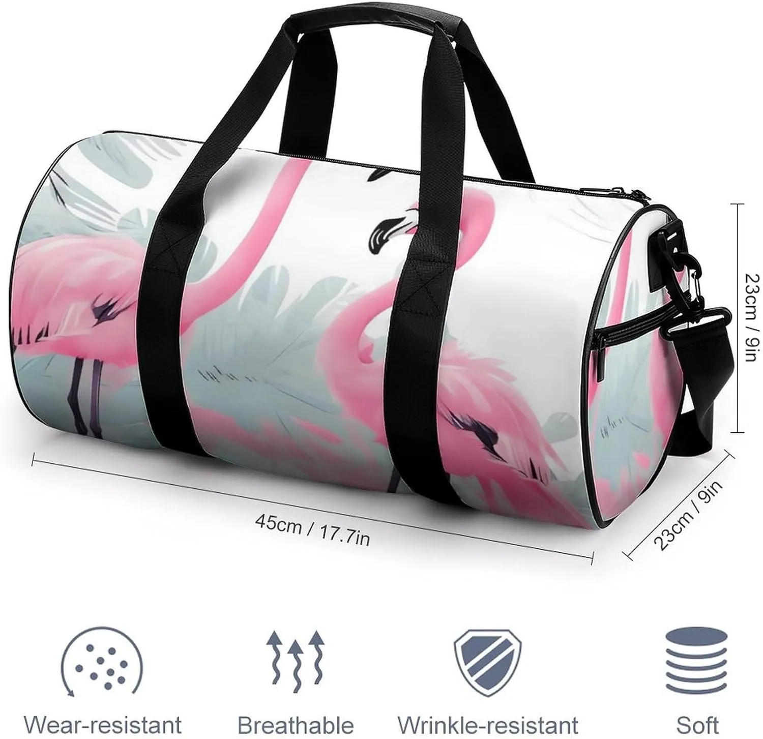 Gym Bags for Men Women Love Flamingo Duffle Bag Travel Overnight Bag with Shoe Compartment Tote Bags