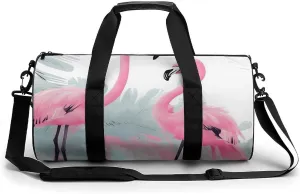 Gym Bags for Men Women Love Flamingo Duffle Bag Travel Overnight Bag with Shoe Compartment Tote Bags