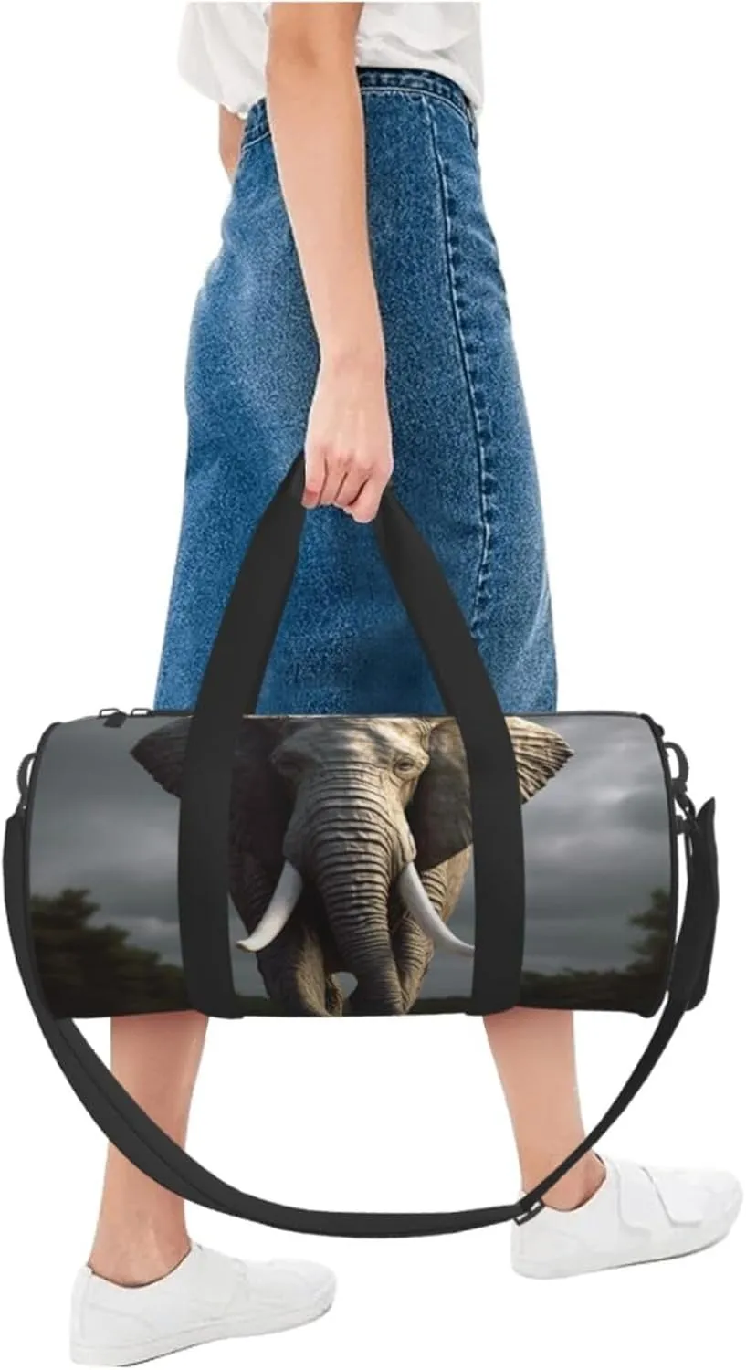 Gym Bags Small 3D Elephant Duffel Bag Overnight Bag with Shoe Compartment Carryon Bag for Men Women