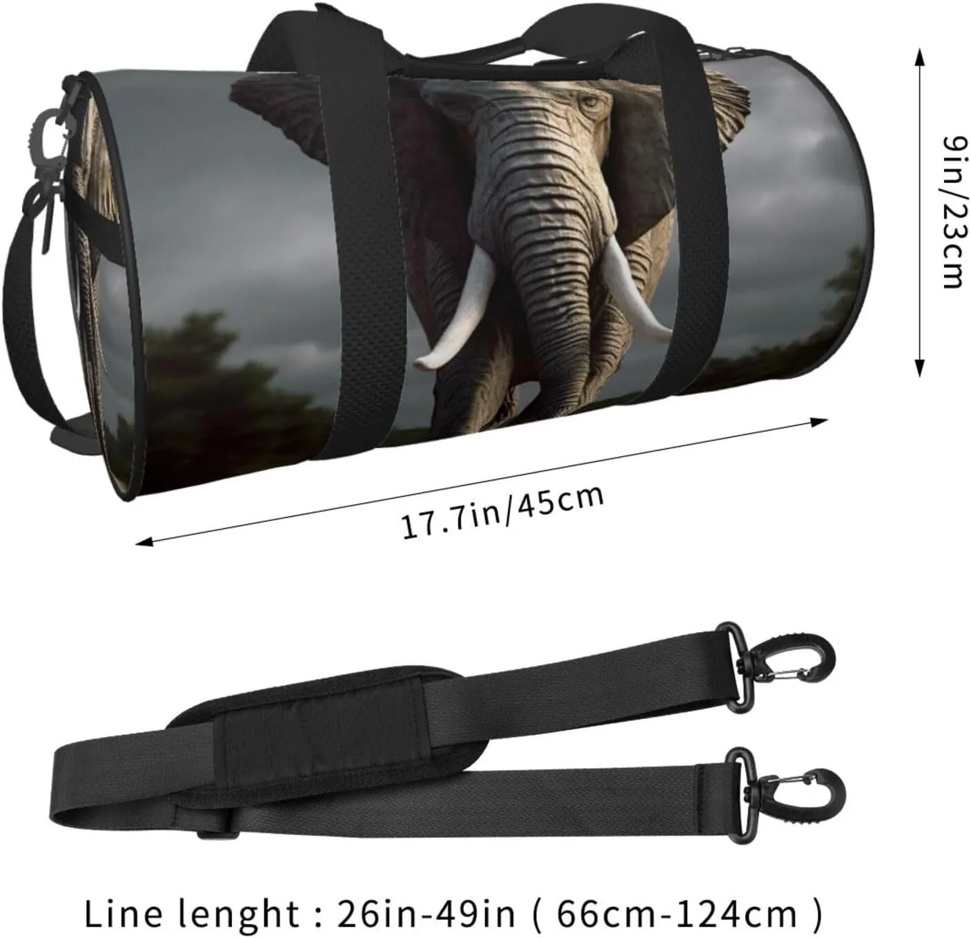 Gym Bags Small 3D Elephant Duffel Bag Overnight Bag with Shoe Compartment Carryon Bag for Men Women